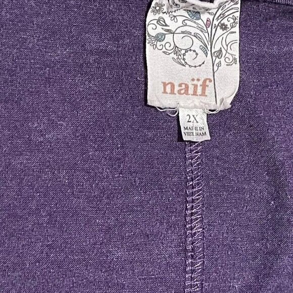 NAIF Women’s Sz XXL Purple Blouse Top Short Tie Sleeves Shirt Plus Size 2XL - Picture 9 of 13